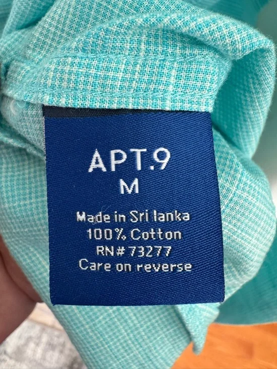 Apt. 9 Men’s Medium Aqua Turquoise Cotton Long Sleeve Button Down Shirt EUC - Picture 7 of 10